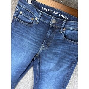 American Eagle Original Straight Airflex+ Jeans Dark Wash Mens Size‎ 29 Whiskers